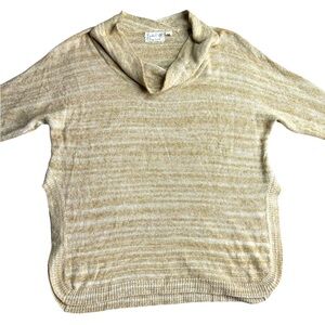 Field Flower Tan Cowl Neck Sweater Women’s Size Large‎ Lightweight Knit